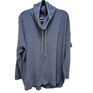 Pure Jill Cowl Neck Pullover Knit Drawstring Tunic Top Blue Women's‎ XL